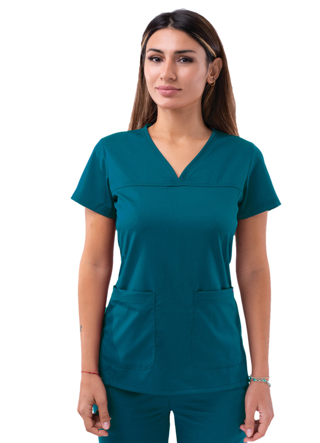 ADAR Women's Sweetheart V-neck Scrub Top