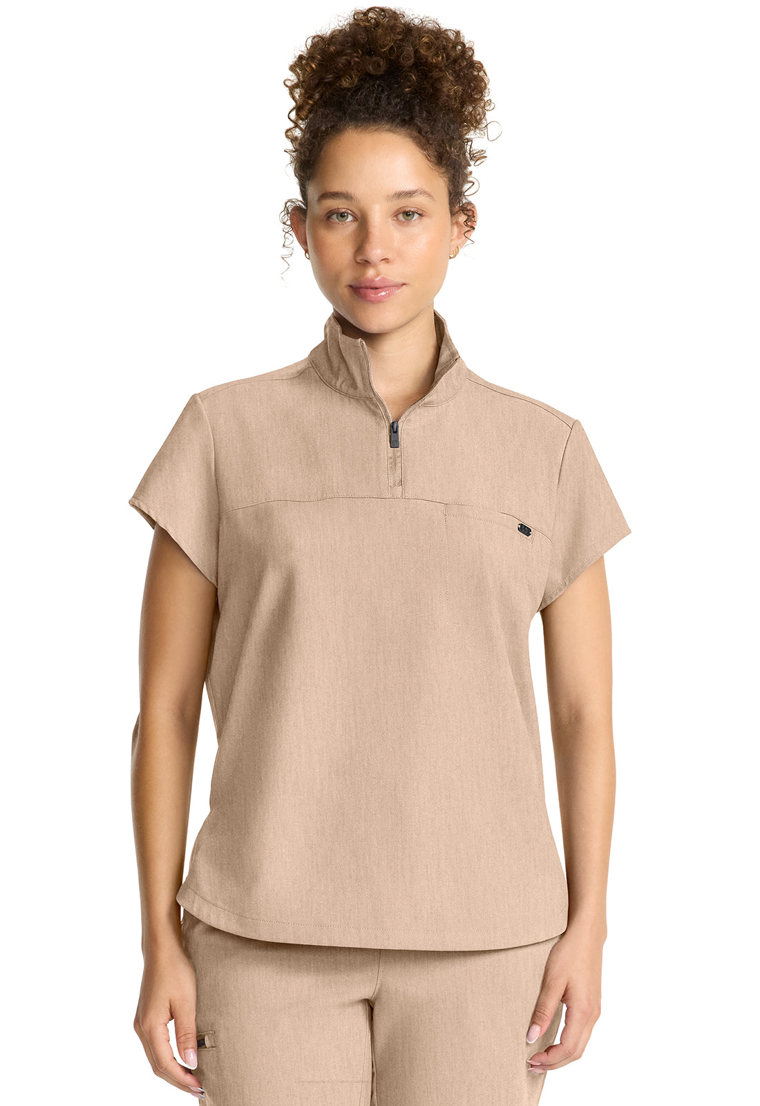Women's Partial Zip Stand Collar Top