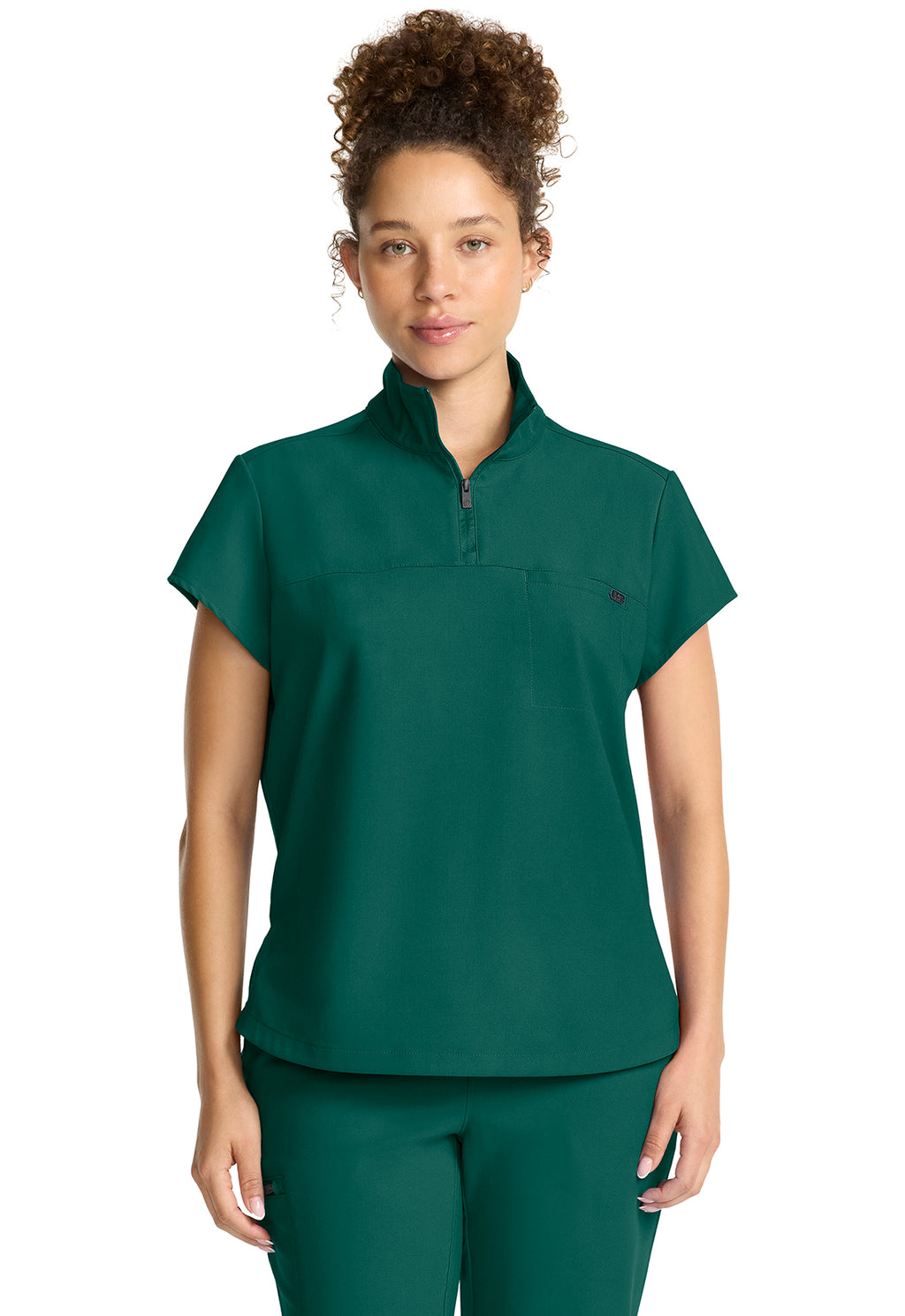 Women's Partial Zip Stand Collar Top