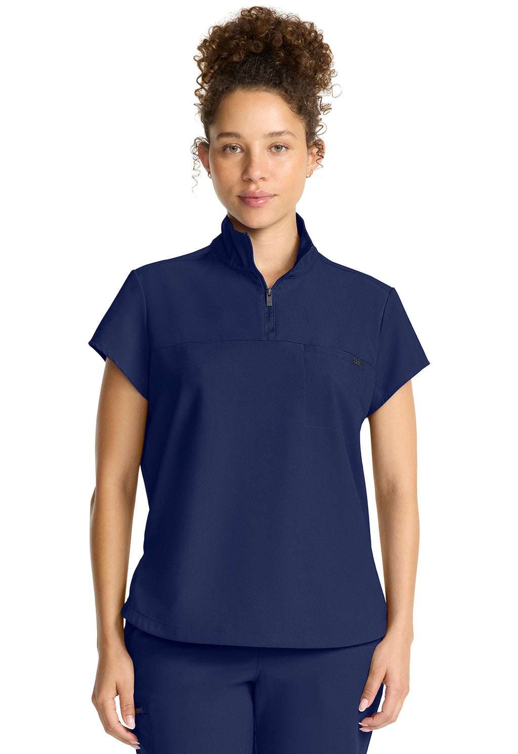 Women's Partial Zip Stand Collar Top