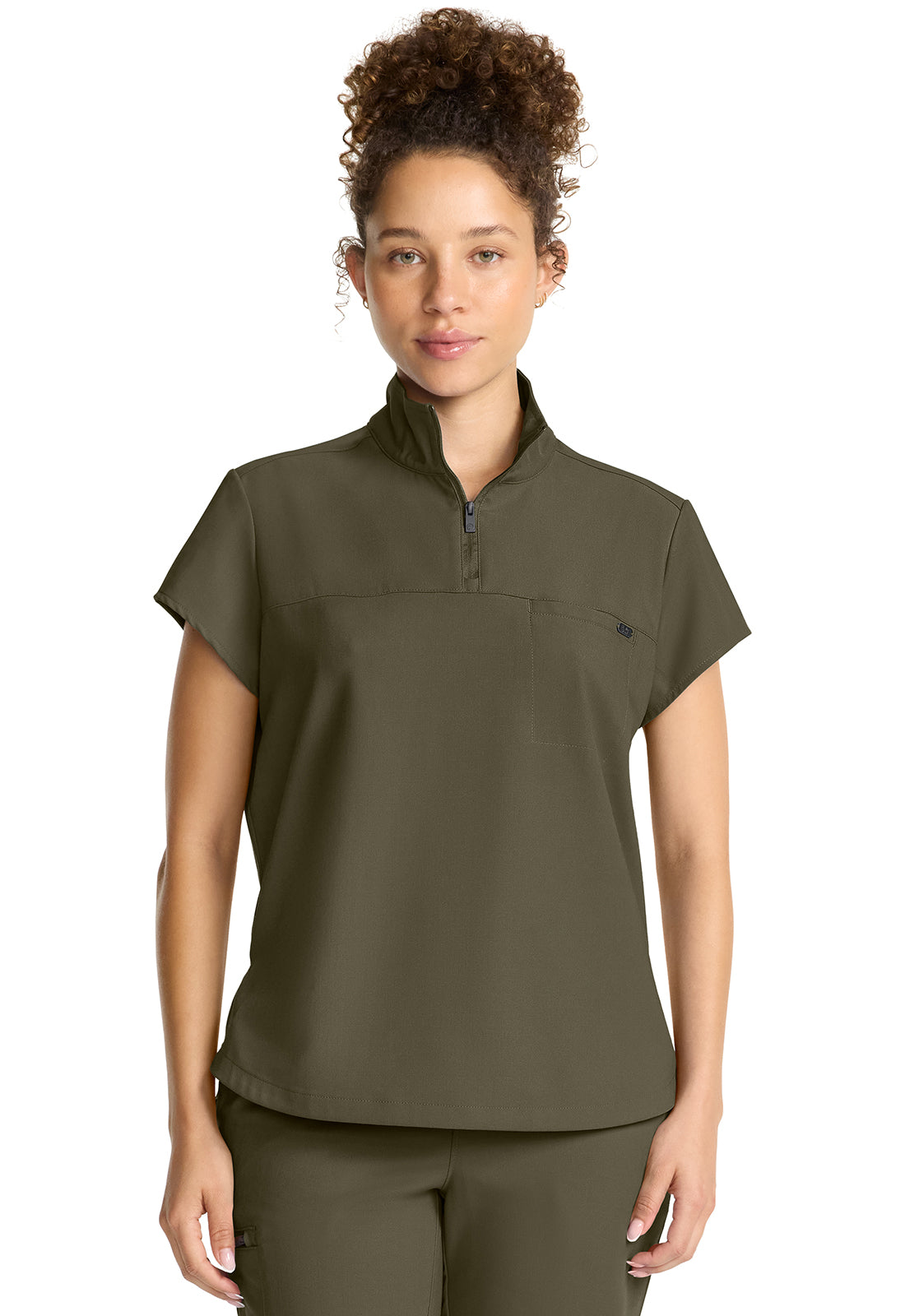 Women's Partial Zip Stand Collar Top