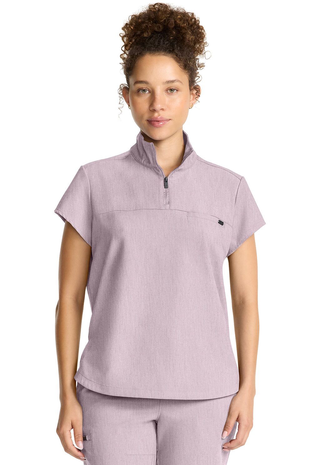 Women's Partial Zip Stand Collar Top