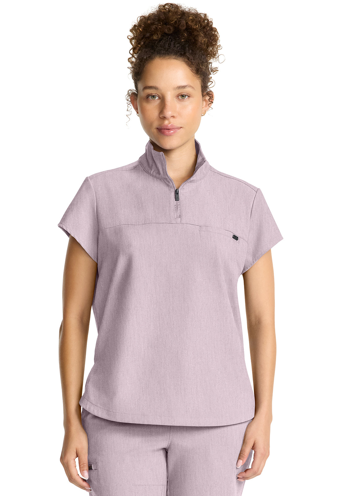 Women's Partial Zip Stand Collar Top